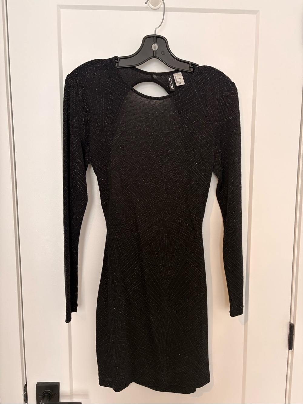 H&M Black Sparkle Long-Sleeve Bodycon Dress